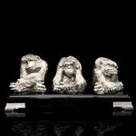 Silver-plated sculpture "Three Monkeys"